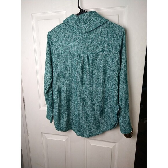 St. Johns Bay Green Waffle Turtleneck Long Sleeve Curved Hemline Top. Size PL - Picture 11 of 11